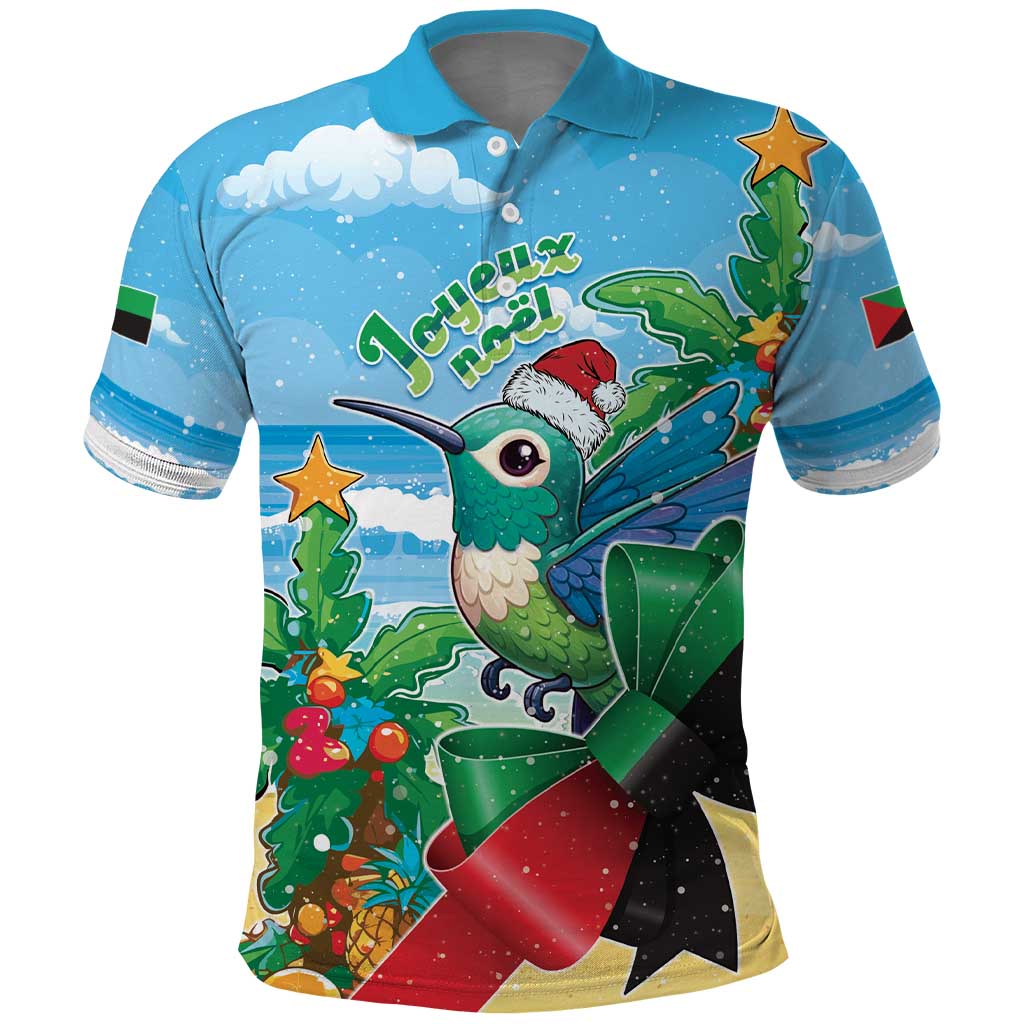 Martinique Christmas Polo Shirt Santa Hummingbird - Wonder Print Shop