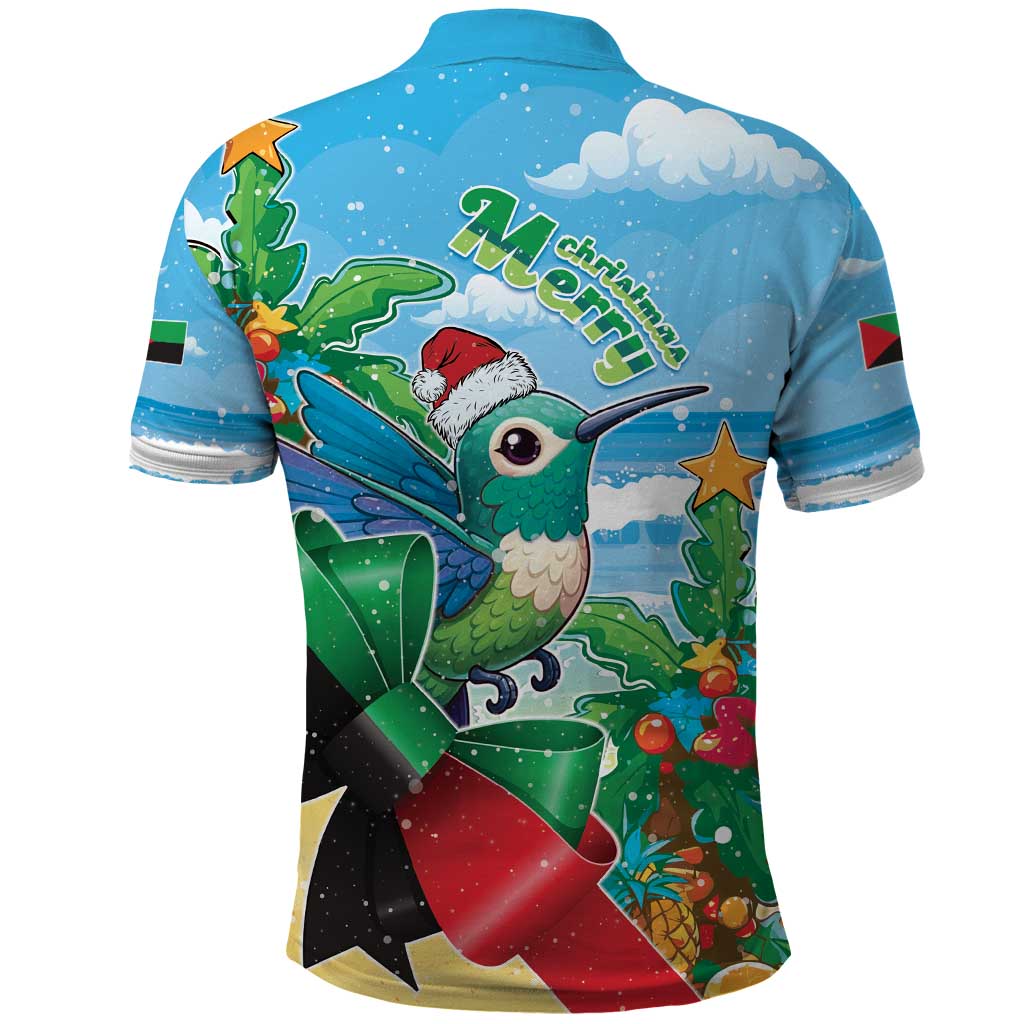 Martinique Christmas Polo Shirt Santa Hummingbird - Wonder Print Shop