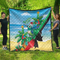 Martinique Christmas Quilt Santa Hummingbird - Wonder Print Shop
