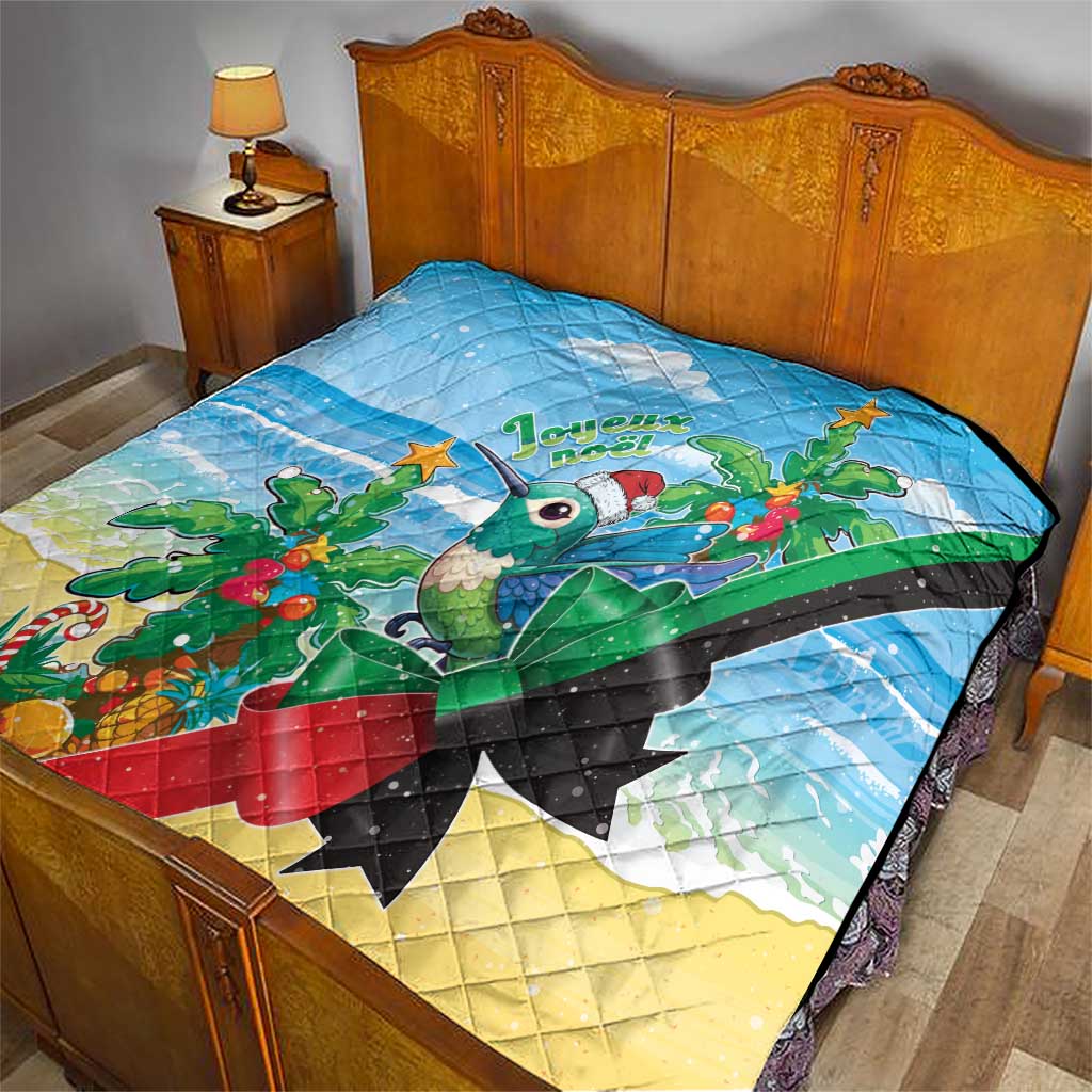 Martinique Christmas Quilt Santa Hummingbird - Wonder Print Shop