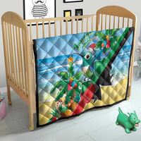 Martinique Christmas Quilt Santa Hummingbird - Wonder Print Shop