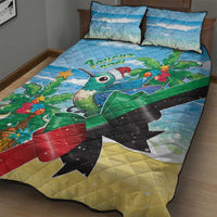 Martinique Christmas Quilt Bed Set Santa Hummingbird - Wonder Print Shop