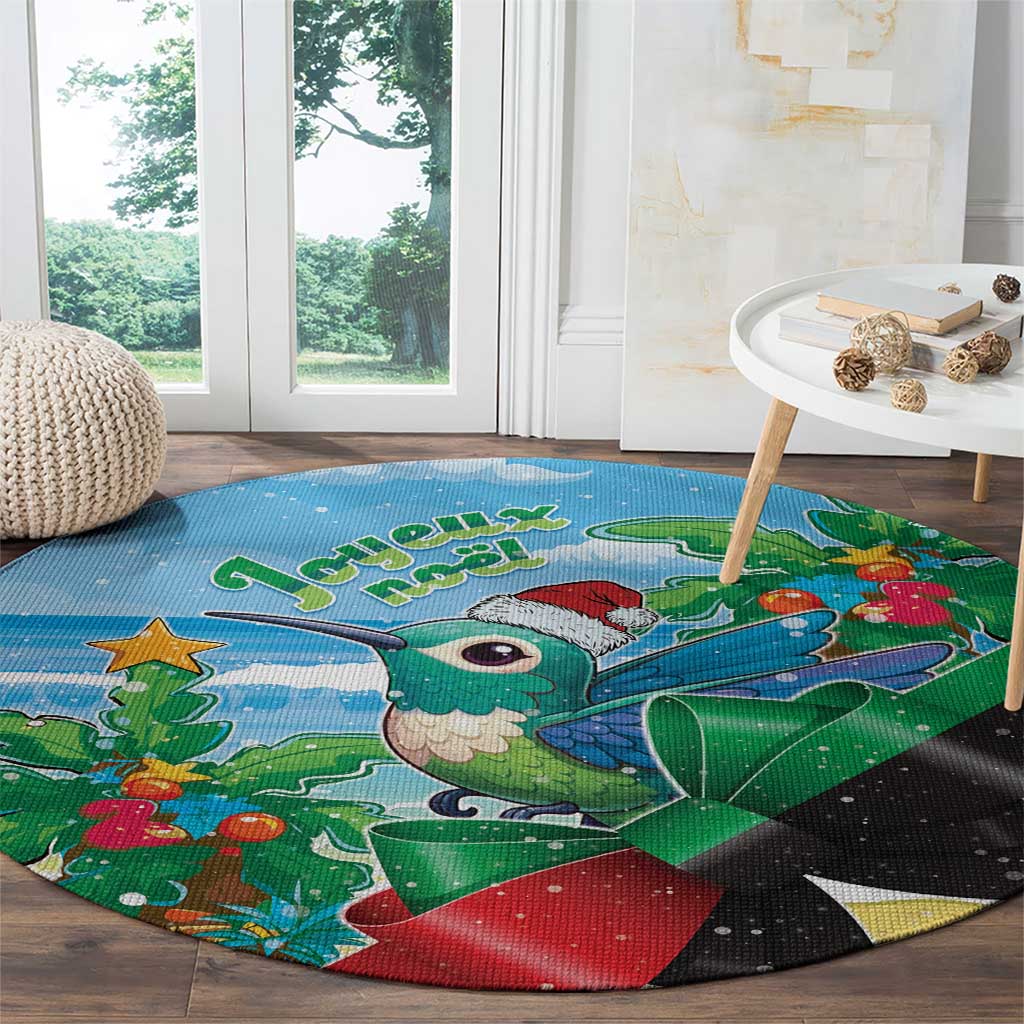 Martinique Christmas Round Carpet Santa Hummingbird - Wonder Print Shop