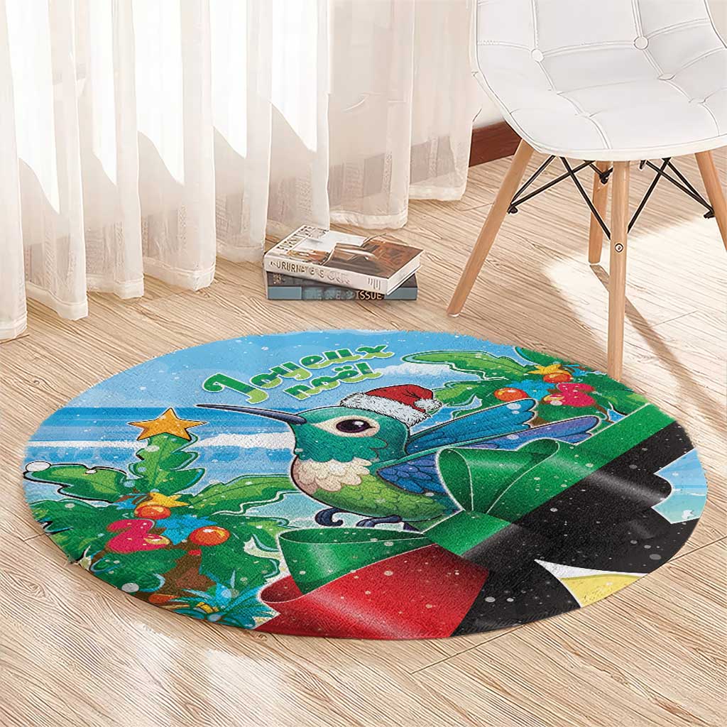 Martinique Christmas Round Carpet Santa Hummingbird - Wonder Print Shop