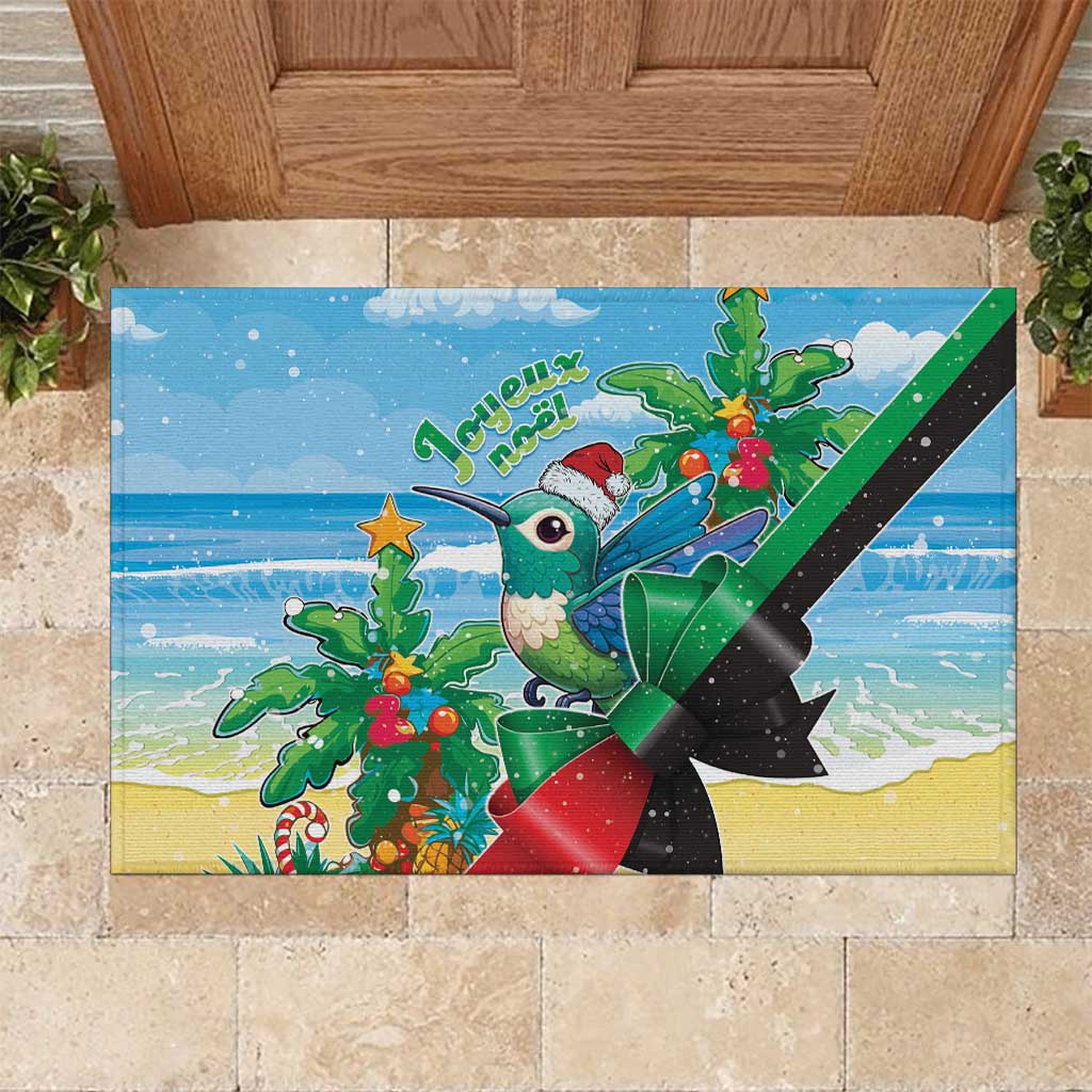Martinique Christmas Rubber Doormat Santa Hummingbird - Wonder Print Shop