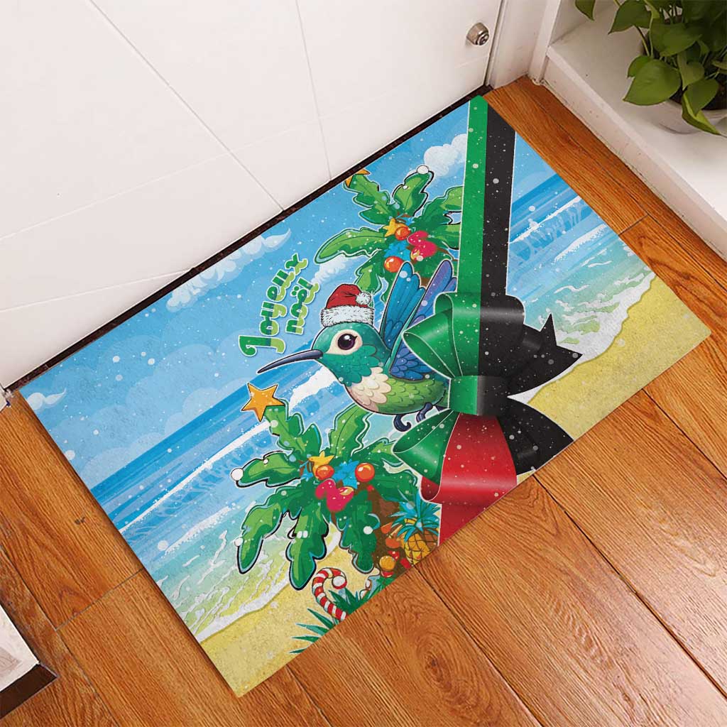 Martinique Christmas Rubber Doormat Santa Hummingbird - Wonder Print Shop