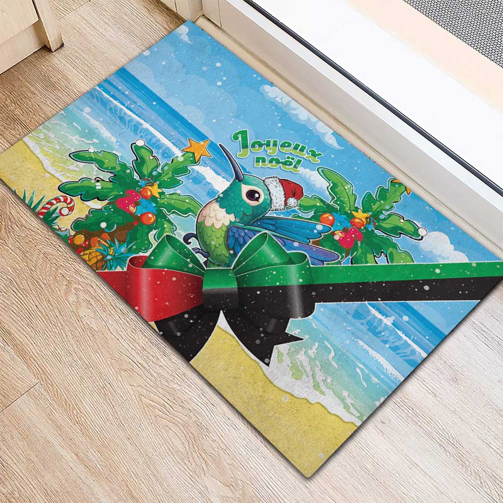 Martinique Christmas Rubber Doormat Santa Hummingbird - Wonder Print Shop