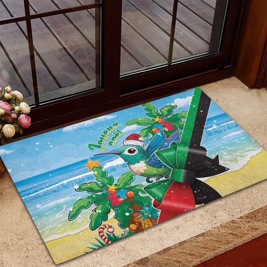 Martinique Christmas Rubber Doormat Santa Hummingbird - Wonder Print Shop