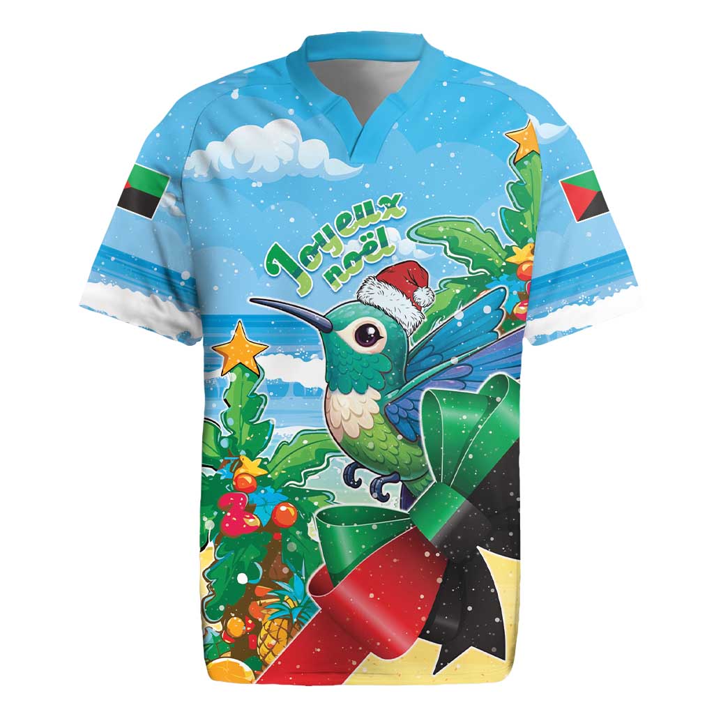 Martinique Christmas Rugby Jersey Santa Hummingbird - Wonder Print Shop
