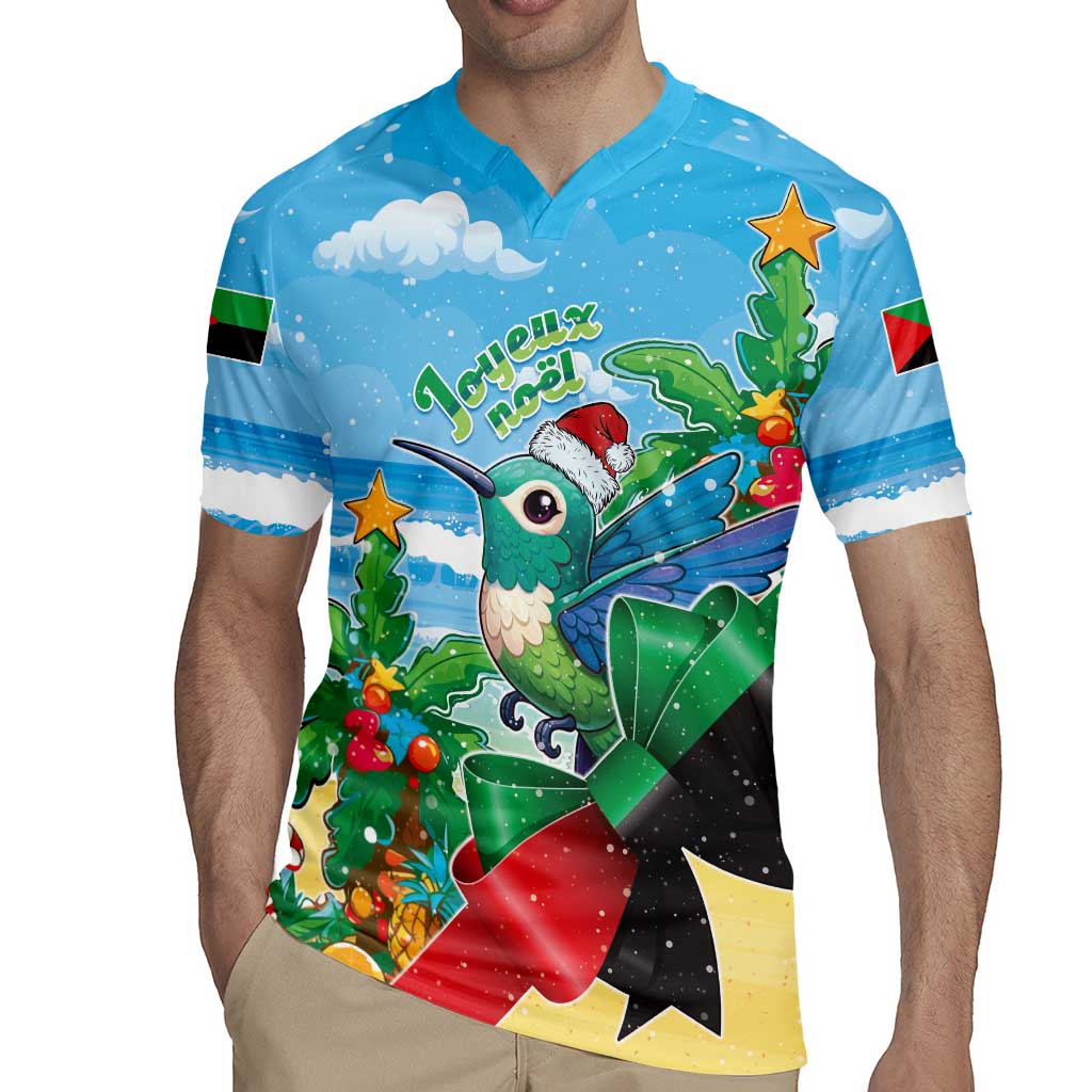 Martinique Christmas Rugby Jersey Santa Hummingbird - Wonder Print Shop