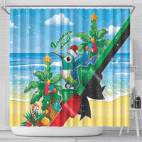 Martinique Christmas Shower Curtain Santa Hummingbird - Wonder Print Shop