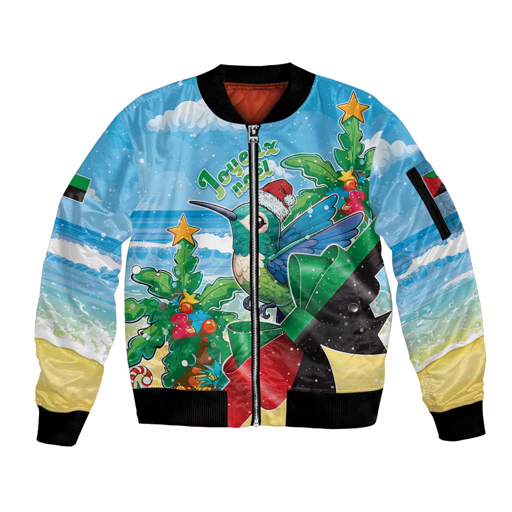 Martinique Christmas Sleeve Zip Bomber Jacket Santa Hummingbird - Wonder Print Shop