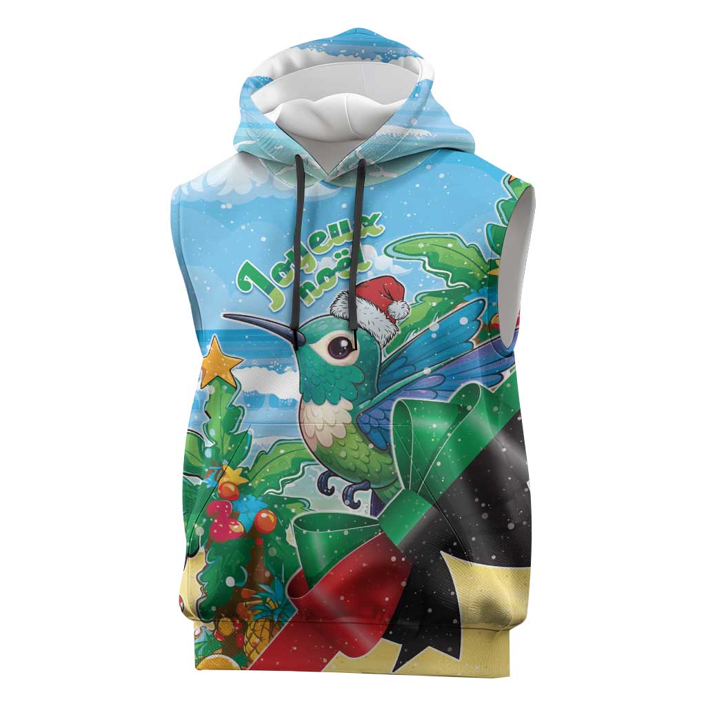 Martinique Christmas Sleeveless Hoodie Santa Hummingbird - Wonder Print Shop