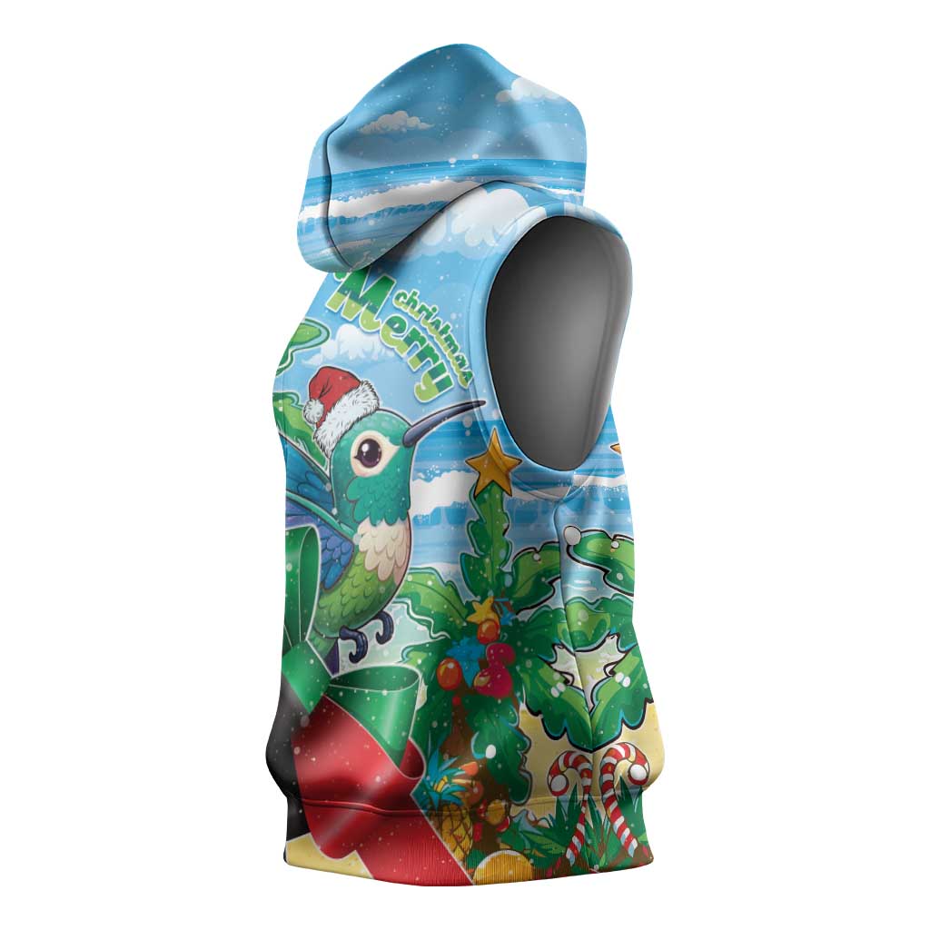 Martinique Christmas Sleeveless Hoodie Santa Hummingbird - Wonder Print Shop