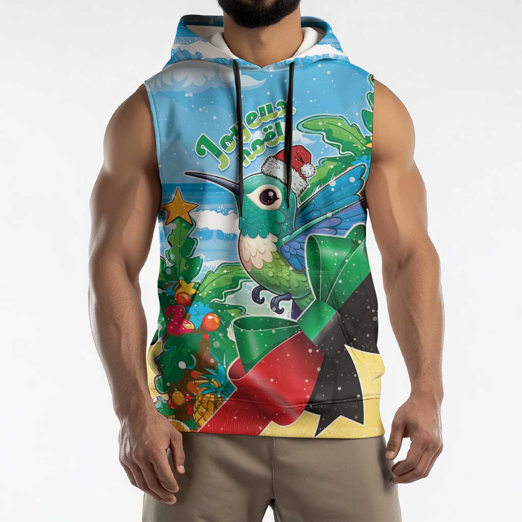 Martinique Christmas Sleeveless Hoodie Santa Hummingbird - Wonder Print Shop
