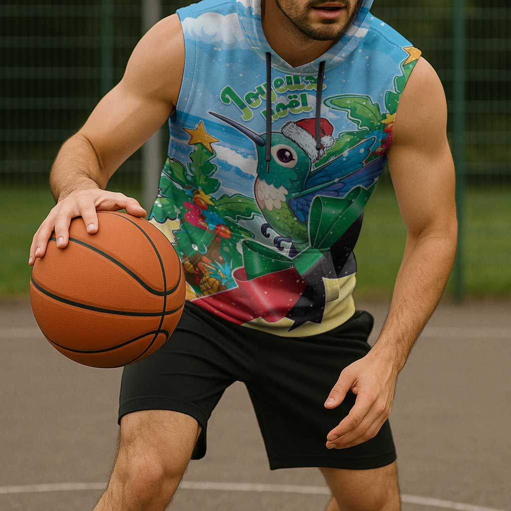 Martinique Christmas Sleeveless Hoodie Santa Hummingbird - Wonder Print Shop