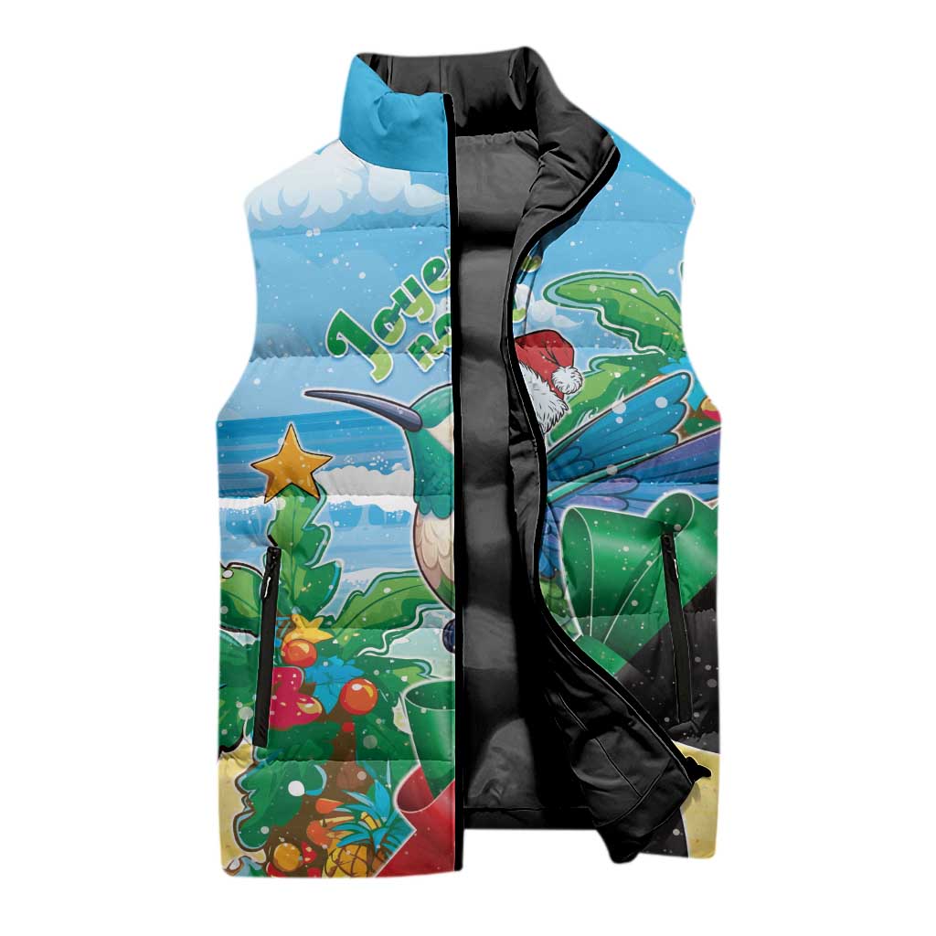 Martinique Christmas Sleeveless Puffer Jacket Santa Hummingbird - Wonder Print Shop
