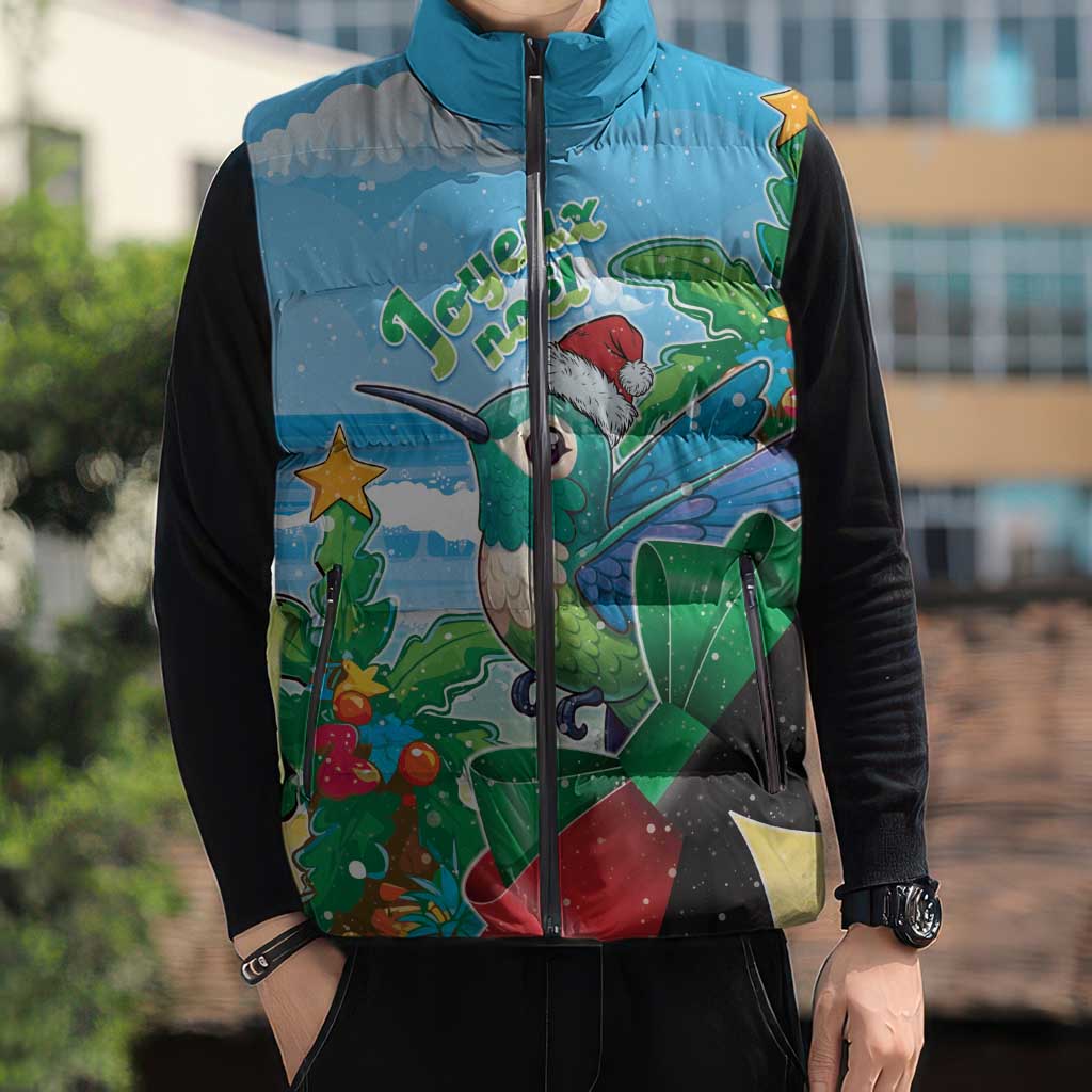 Martinique Christmas Sleeveless Puffer Jacket Santa Hummingbird - Wonder Print Shop