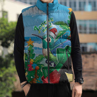Martinique Christmas Sleeveless Puffer Jacket Santa Hummingbird - Wonder Print Shop