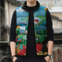 Martinique Christmas Sleeveless Puffer Jacket Santa Hummingbird - Wonder Print Shop