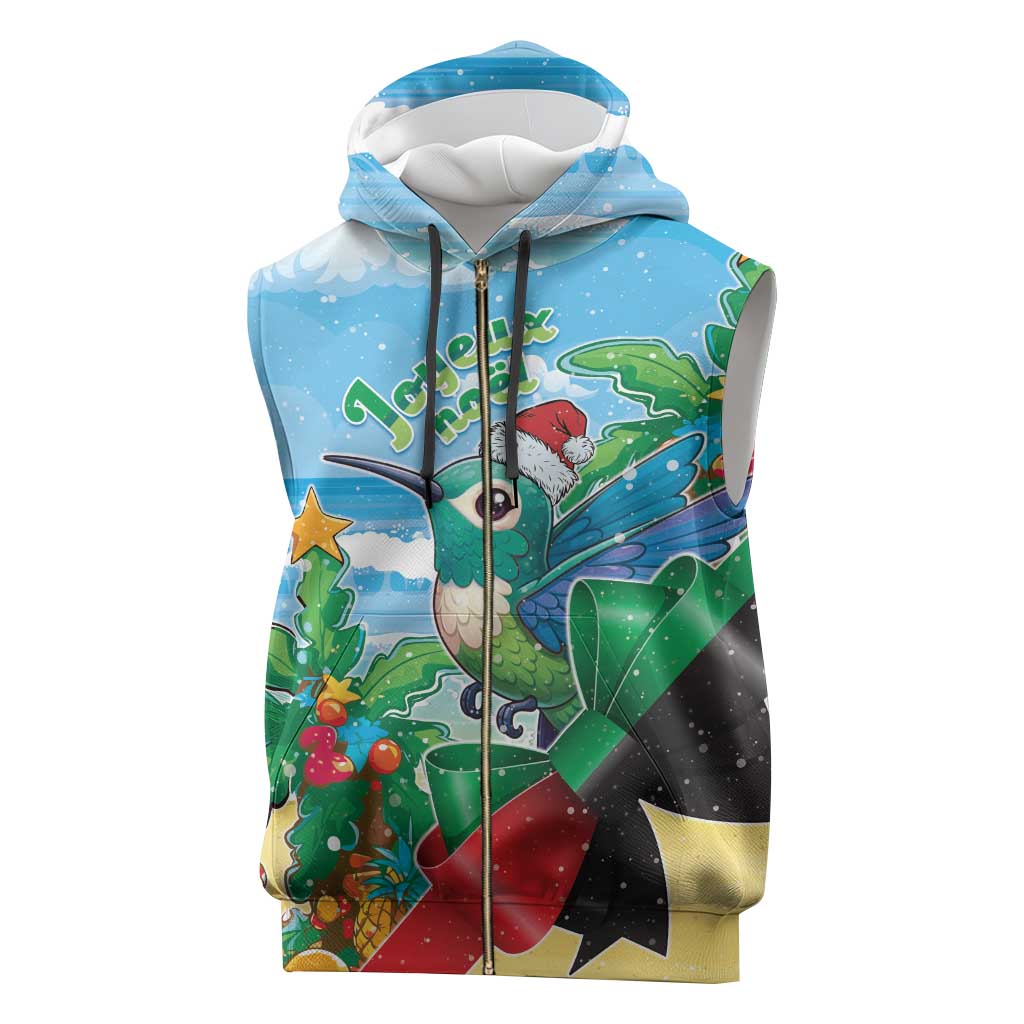 Martinique Christmas Sleeveless Zip Hoodie Santa Hummingbird - Wonder Print Shop