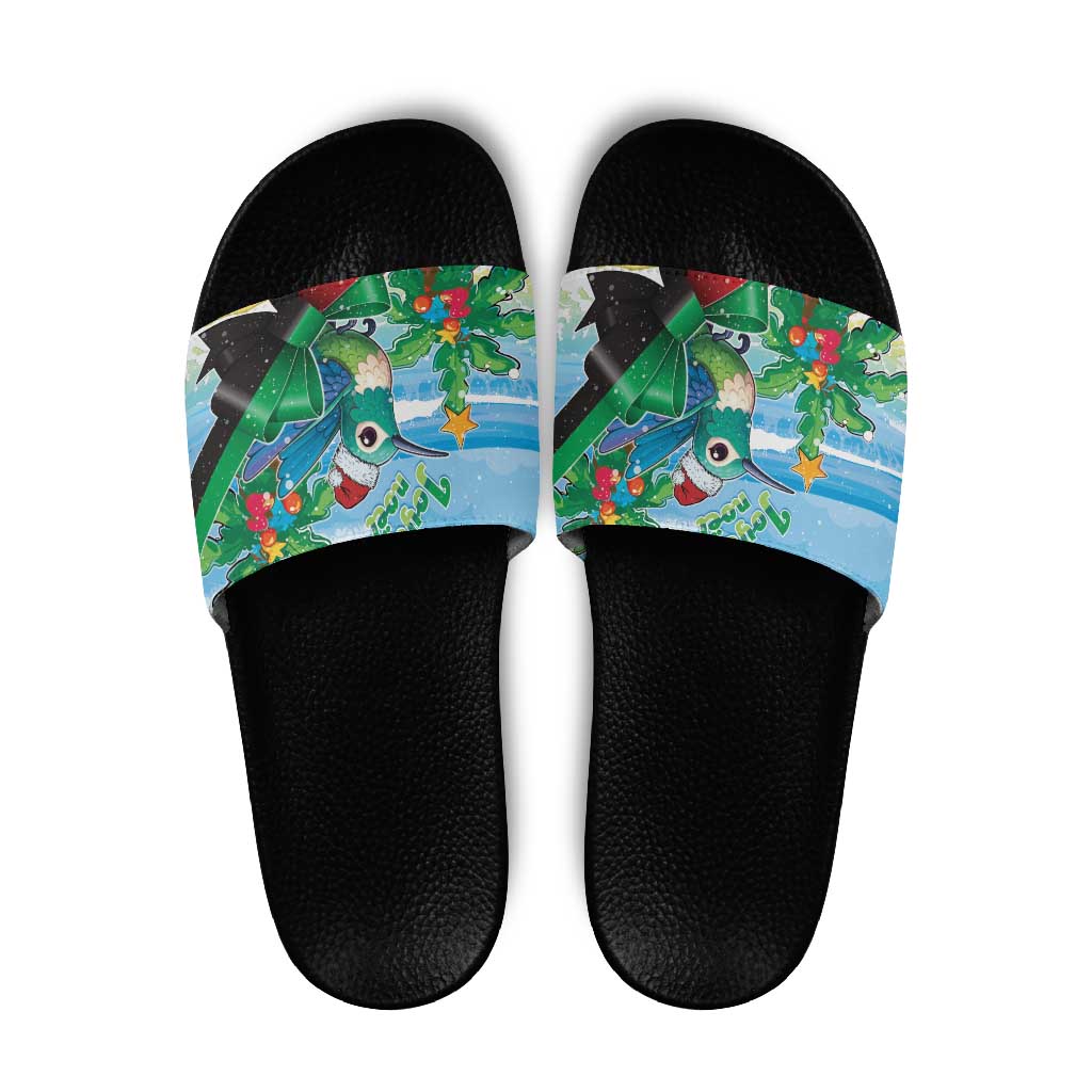 Martinique Christmas Slide Sandals Santa Hummingbird - Wonder Print Shop