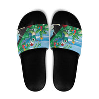 Martinique Christmas Slide Sandals Santa Hummingbird - Wonder Print Shop