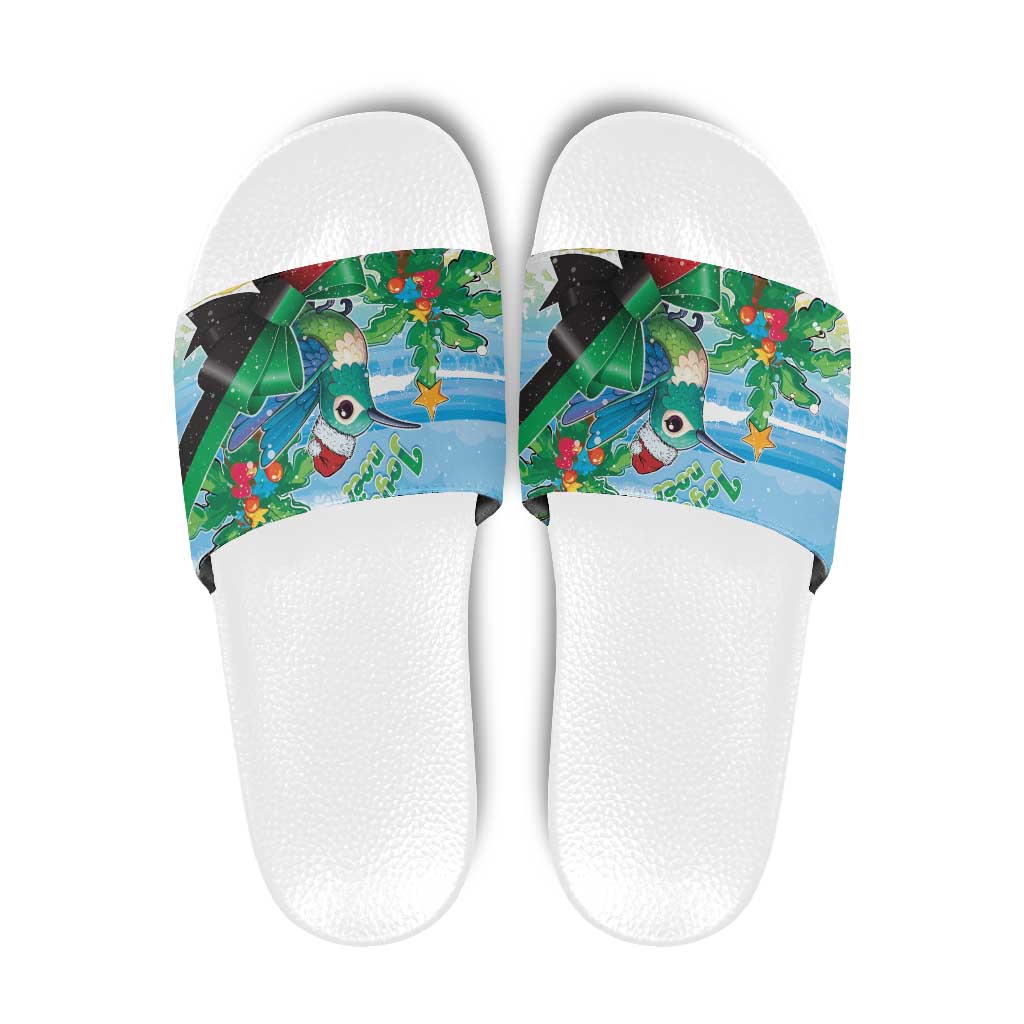 Martinique Christmas Slide Sandals Santa Hummingbird - Wonder Print Shop