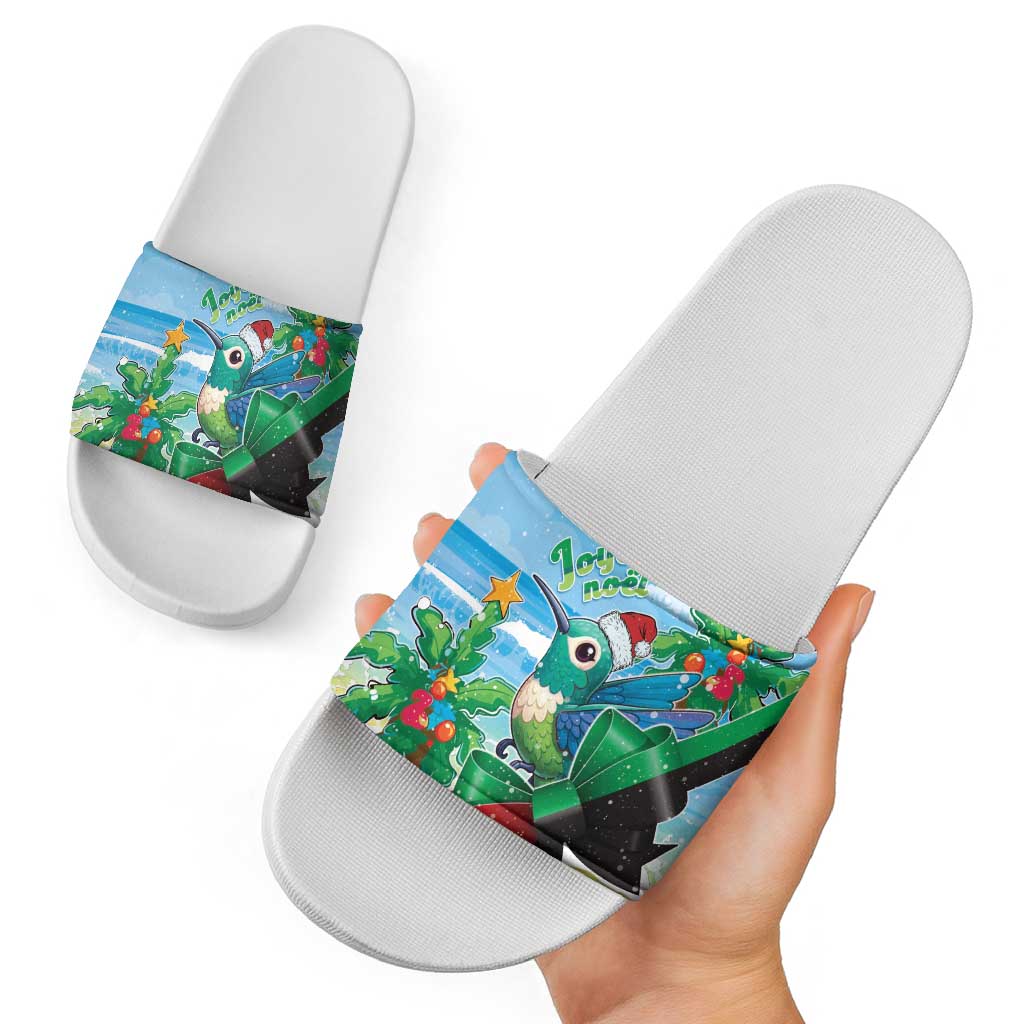 Martinique Christmas Slide Sandals Santa Hummingbird - Wonder Print Shop