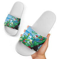 Martinique Christmas Slide Sandals Santa Hummingbird - Wonder Print Shop