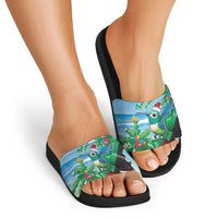 Martinique Christmas Slide Sandals Santa Hummingbird - Wonder Print Shop
