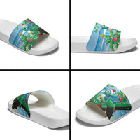 Martinique Christmas Slide Sandals Santa Hummingbird - Wonder Print Shop