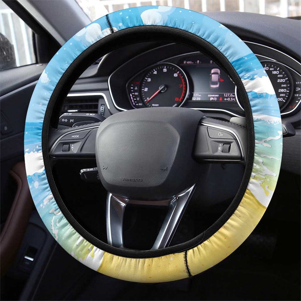 Martinique Christmas Steering Wheel Cover Santa Hummingbird - Wonder Print Shop