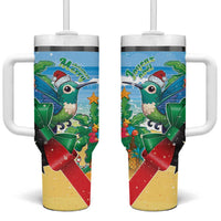 Martinique Christmas Tumbler With Handle Santa Hummingbird - Wonder Print Shop