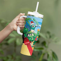 Martinique Christmas Tumbler With Handle Santa Hummingbird - Wonder Print Shop