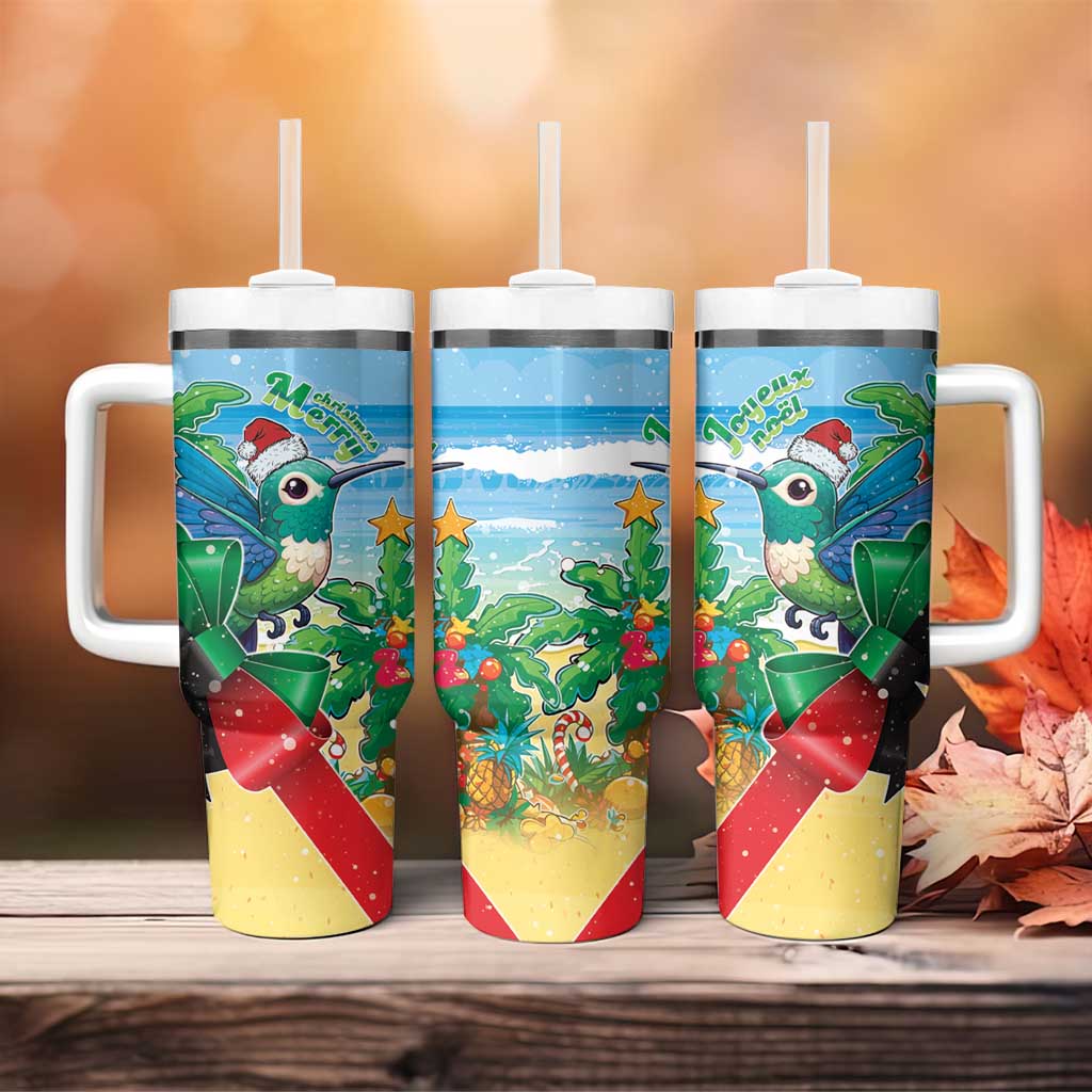Martinique Christmas Tumbler With Handle Santa Hummingbird - Wonder Print Shop