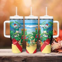Martinique Christmas Tumbler With Handle Santa Hummingbird - Wonder Print Shop