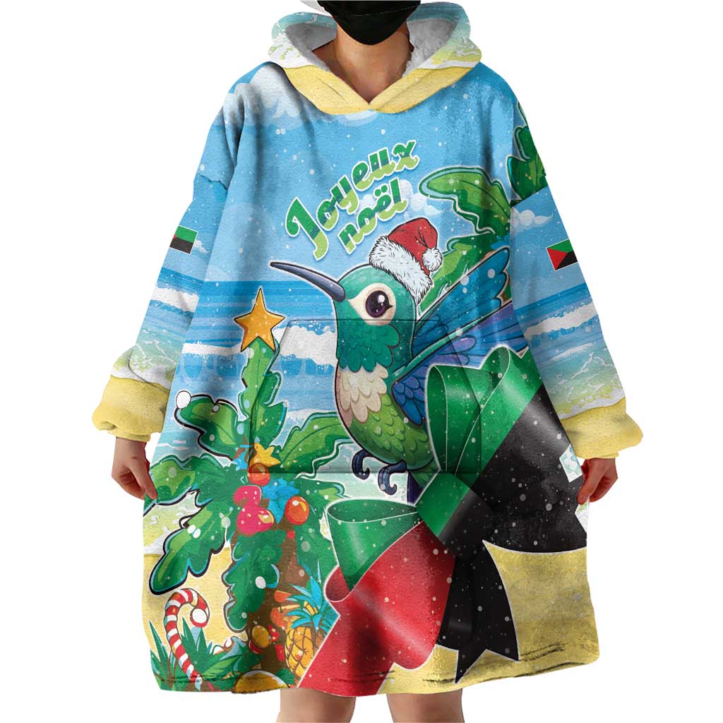 Martinique Christmas Wearable Blanket Hoodie Santa Hummingbird - Wonder Print Shop