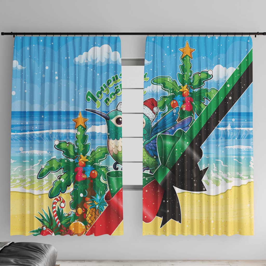 Martinique Christmas Window Curtain Santa Hummingbird - Wonder Print Shop