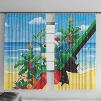 Martinique Christmas Window Curtain Santa Hummingbird - Wonder Print Shop