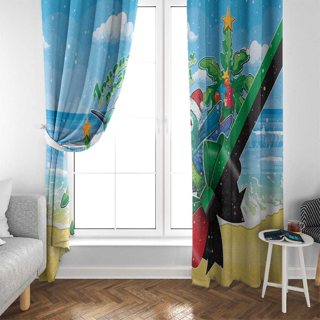 Martinique Christmas Window Curtain Santa Hummingbird - Wonder Print Shop