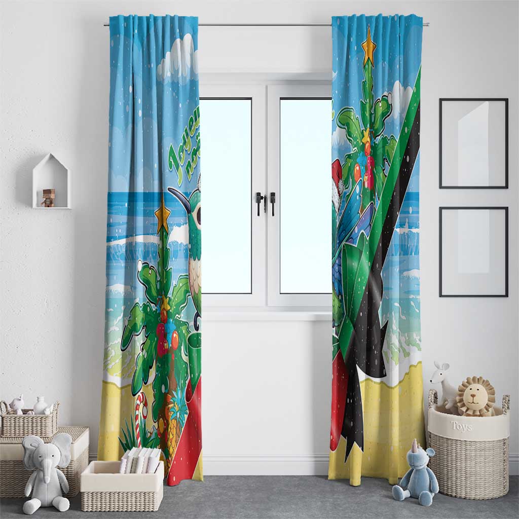 Martinique Christmas Window Curtain Santa Hummingbird - Wonder Print Shop