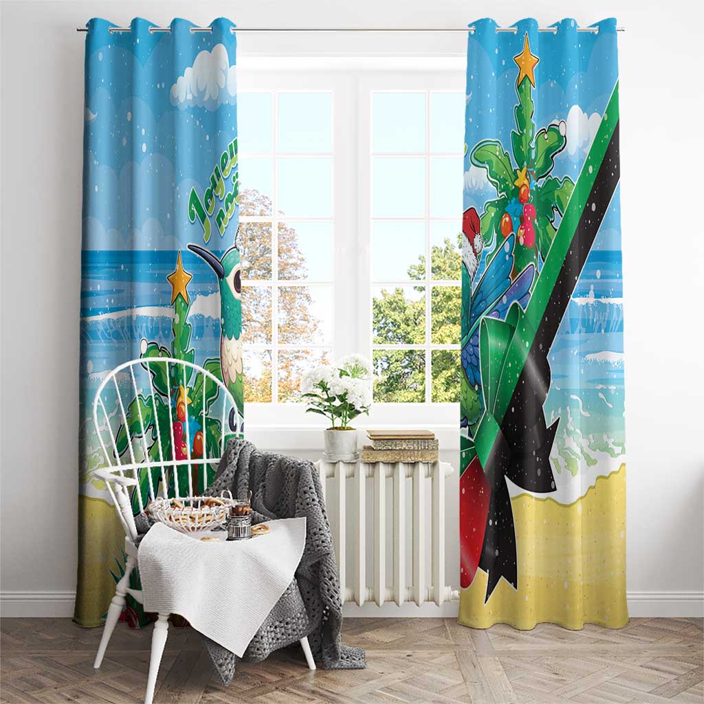 Martinique Christmas Window Curtain Santa Hummingbird - Wonder Print Shop