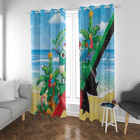 Martinique Christmas Window Curtain Santa Hummingbird - Wonder Print Shop