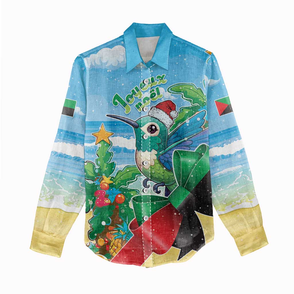 Martinique Christmas Women Casual Shirt Santa Hummingbird - Wonder Print Shop