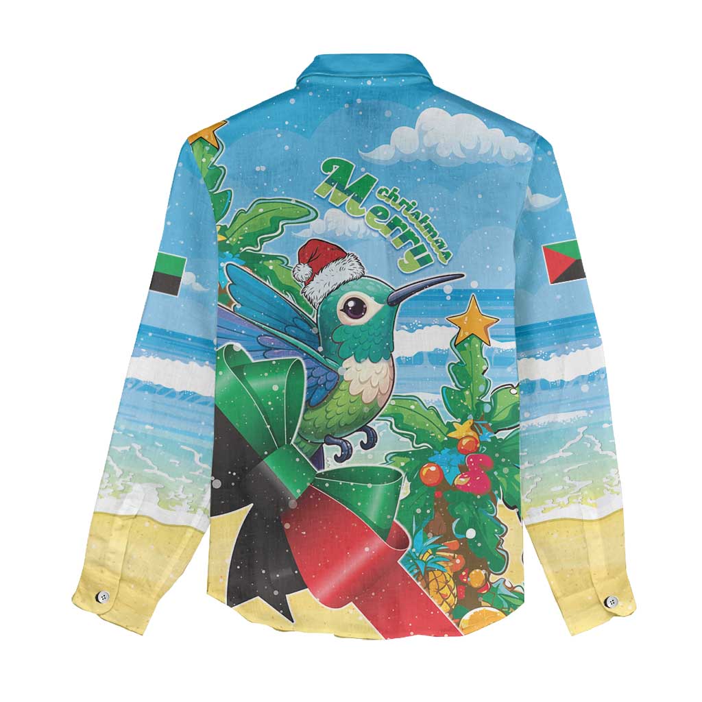 Martinique Christmas Women Casual Shirt Santa Hummingbird - Wonder Print Shop