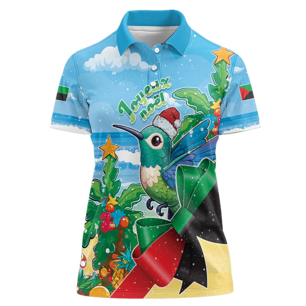 Martinique Christmas Women Polo Shirt Santa Hummingbird - Wonder Print Shop