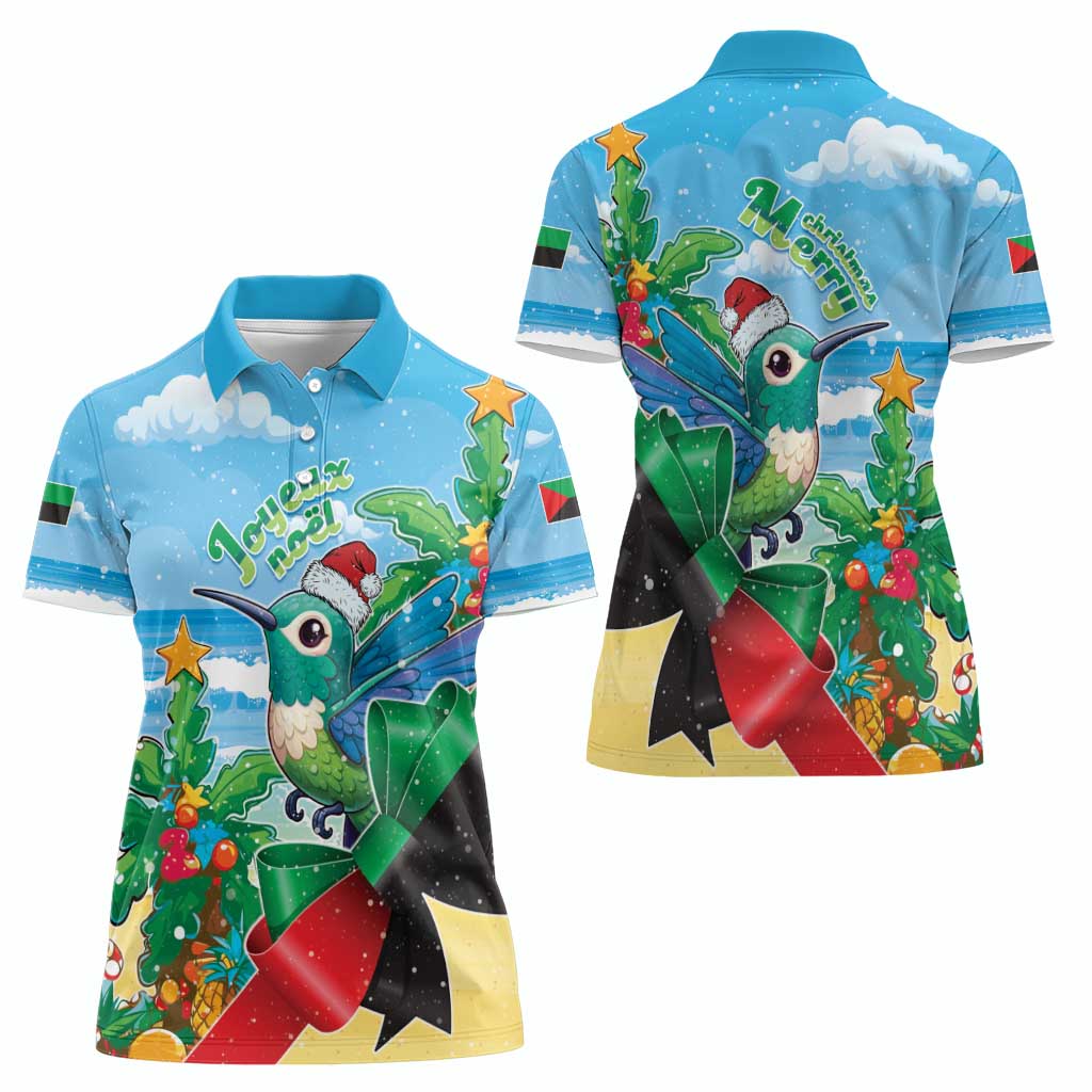 Martinique Christmas Women Polo Shirt Santa Hummingbird - Wonder Print Shop
