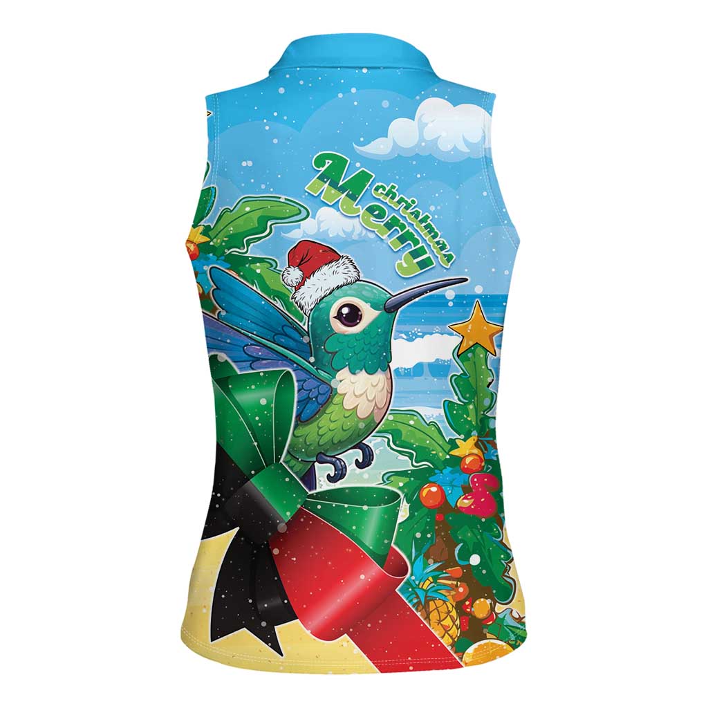 Martinique Christmas Women Sleeveless Polo Shirt Santa Hummingbird - Wonder Print Shop