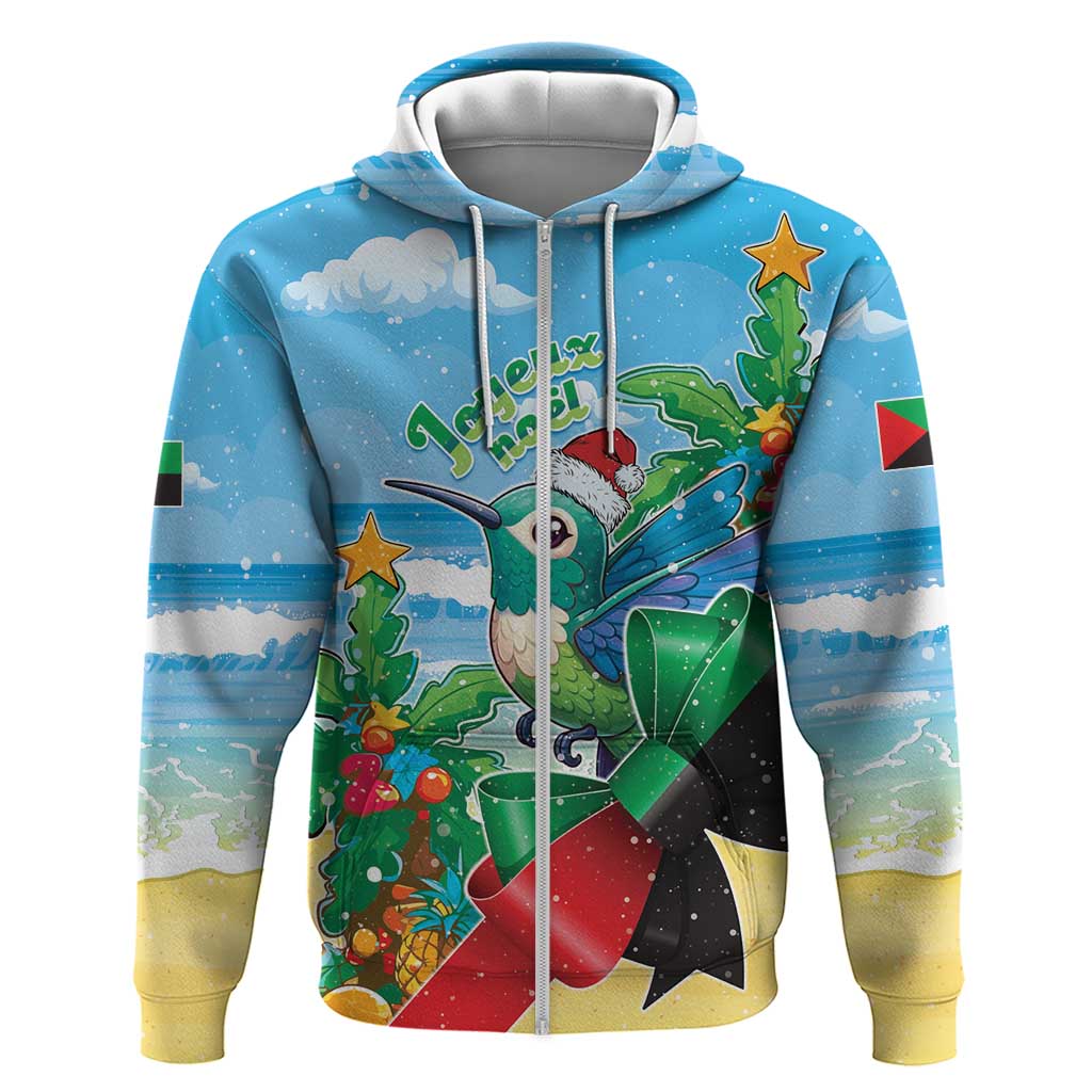 Martinique Christmas Zip Hoodie Santa Hummingbird - Wonder Print Shop